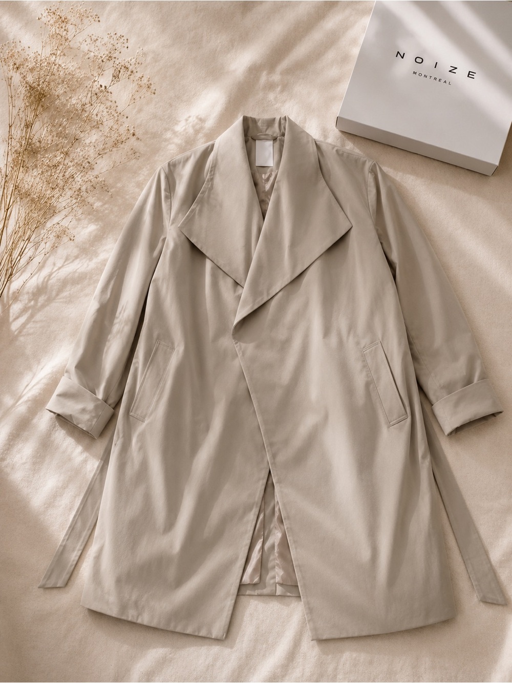 Noize Light Beige Wrap Trench Coat